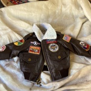 Adorable Authentic Military Leather- like Bomber Jacket